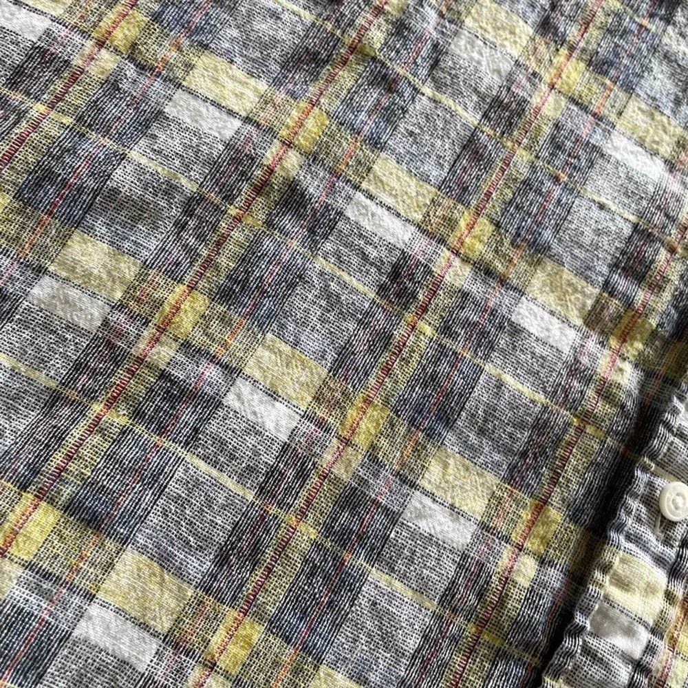 Levi's Standard Fit Short Sleeve Button Up Shirt Multicolor Plaid Mens XXL Linen - Picture 2 of 8